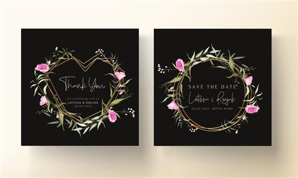 قالب کارت دعوت عروسی با گل های وحشی زیبا