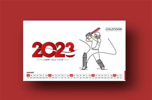 طراحی سال نو مبارک تقویم ژانویه 2023