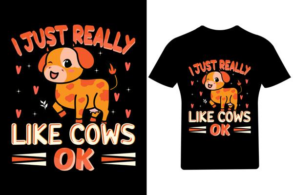 من واقعاً گاوها را دوست دارم طرح تی شرت خوب طرح تی شرت گاو حیوانات