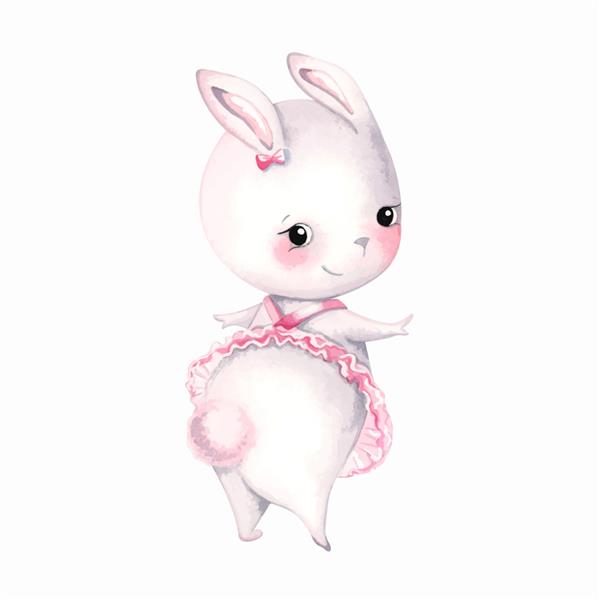 تصویر آبرنگ زیبا از شخصیت خرگوش کوچولو