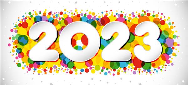 سال نو مبارک 2023 مبارک مفهوم لوگوتایپ افقی ایده بنر وب پس زمینه سفید برفی