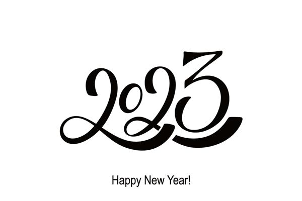 سال نو مبارک 2023 خوشنویسی دستی وکتور تصویر تعطیلات عنصر تایپوگرافی برای پوستر بنر تبریک