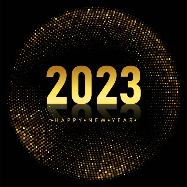 جشنواره کارت تعطیلات سال نو 2023 مبارک با پس زمینه پر زرق و برق