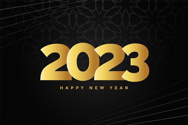 حروف طلایی 2023 برای پس زمینه سال نو مبارک