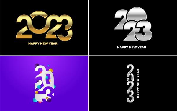 مجموعه طراحی لوگو 2023 مبارک سال نو 2023 قالب طراحی شماره دکور کریسمس 2023