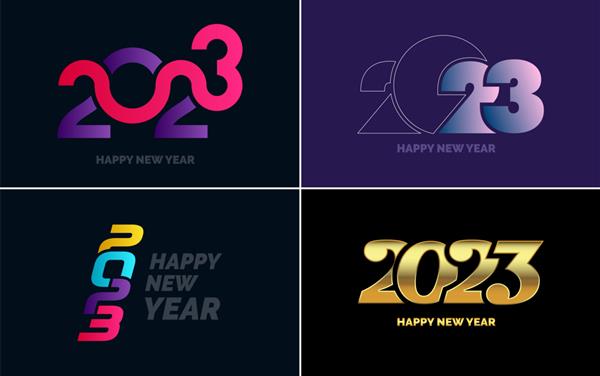 مجموعه طراحی لوگو 2023 مبارک سال نو 2023 قالب طراحی شماره دکور کریسمس 2023