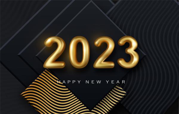 تصویر برداری سیاه و سفید سال نو مبارک از اعداد طلایی و الگوی واقعی پر زرق و برق طلایی