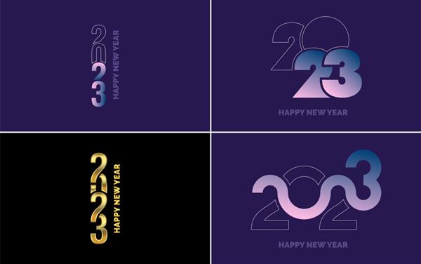 مجموعه بزرگ طراحی متن لوگو سال نو مبارک 2023 مجموعه الگوهای طراحی اعداد 2023 نمادهای سال نو مبارک 2023 تصویر برداری وکتور سال نو
