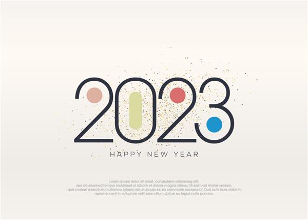سال نو مبارک 2023 شماره سه بعدی در آبی و زرد