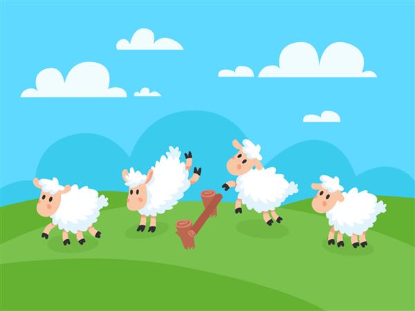 شمردن پریدن گوسفندهای کارتونی شاد برای خواب خوب