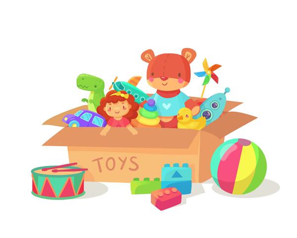 جعبه های هدیه برای تعطیلات کودکان با وسایل بازی کودک