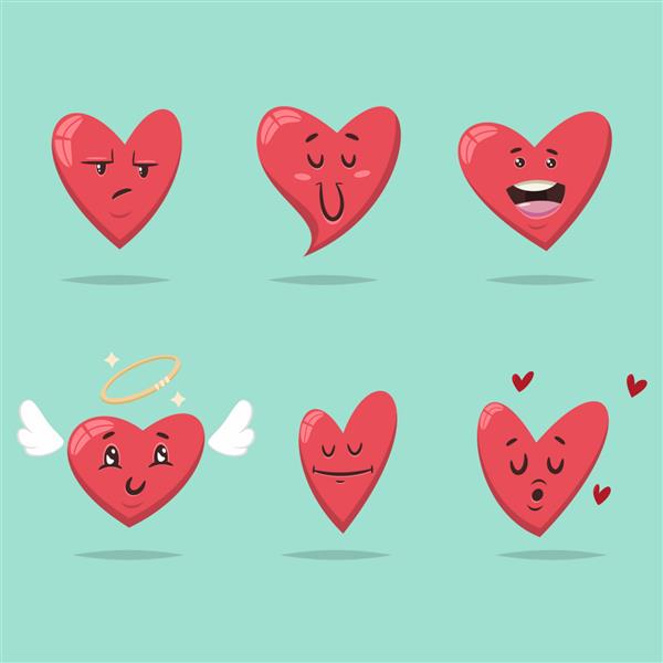 قلب خنده دار با حالات چهره و احساسات مختلف