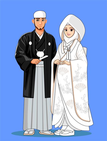 عروس ژاپنی مسلمان با لباس سنتی سفید