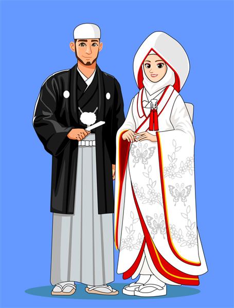 عروس ژاپنی مسلمان با لباس سنتی