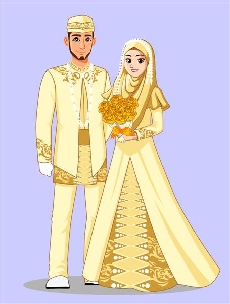 عروس های مسلمان بتاوی با لباس های طلایی
