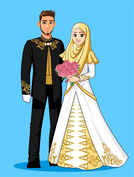 عروس ملی پوش کت و شلوار سیاه سفید و طلایی است