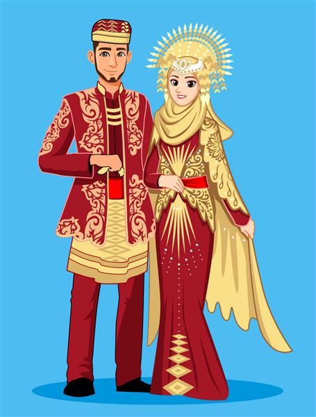 عروس مینانگ کابائو با لباس های قهوه ای رنگ