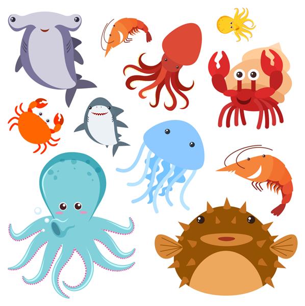 مجموعه ای از حیوانات دریایی