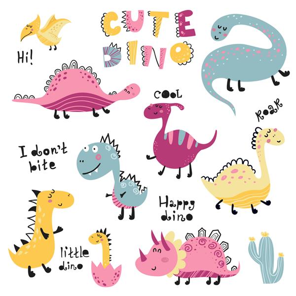 مجموعه دایناسورهای زیبا برای کودکان چاپ