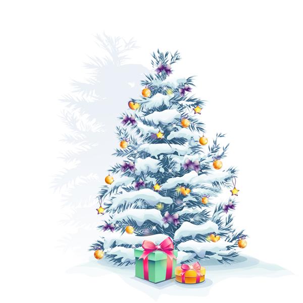 درخت کریسمس با اسباب بازی و هدیه
