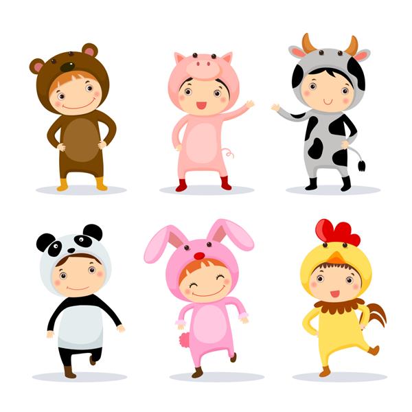 تصویر بچه های ناز با لباس حیوانات