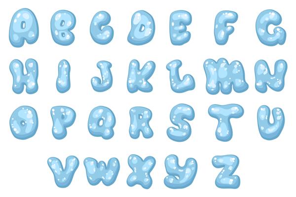 حروف حباب بردار الفبای کارتونی جدا شده