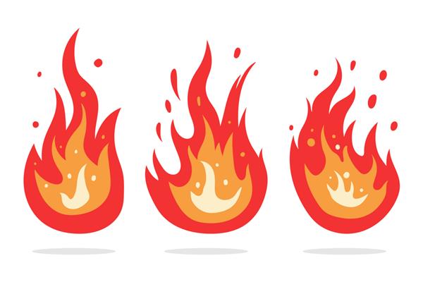 مجموعه کلیپپارت کارتونی وکتور شعله آتش جدا شده