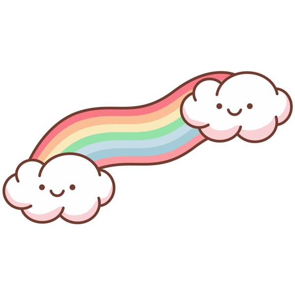 ابر کارتونی زیبا با رنگین کمان تصویر برداری جدا شده در فضای سفید