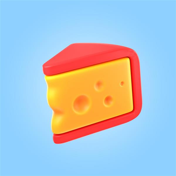 رندر سه بعدی پنیر خوشمزه