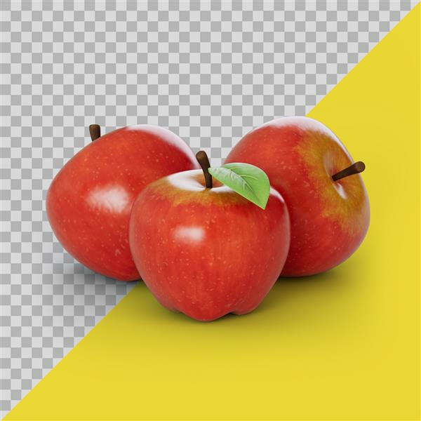 سیب های قرمز سبک سه بعدی