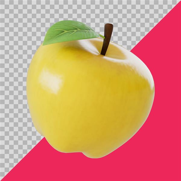 سیب زرد سبک سه بعدی