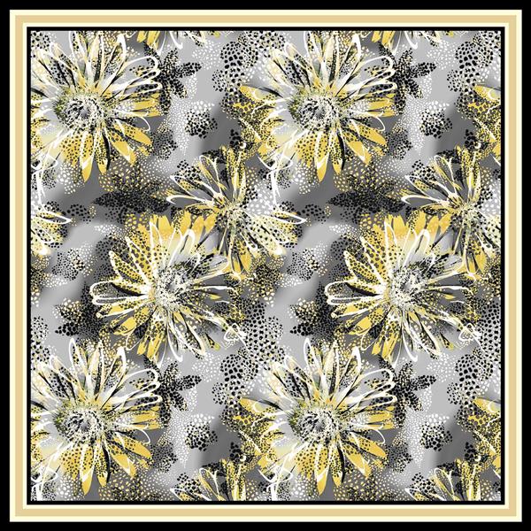 طرح روسری گل پس زمینه گیاهی برای مد ملیله چاپ طراحی مدرن گل برای مد و دکوراسیون