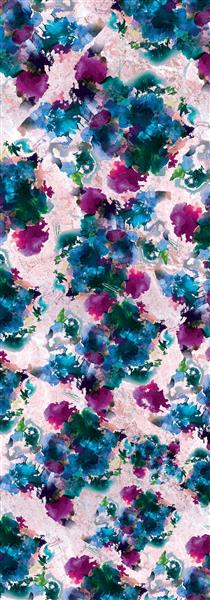 طرح شال و روسری گل آبرنگی با رنگهای آبی و بنفش