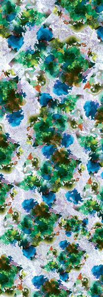 طرح شال و روسری گل آبرنگی با رنگهای سبز و آبی