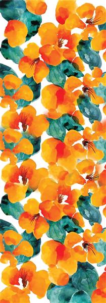 شال آبرنگی گل و برگ نقاشی شده با دست دیجیتال آماده چاپ