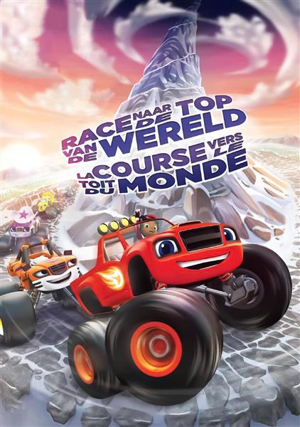 پوستر کارتون بلیز و ماشینهای غول پیکر در حال مسابقه دادن دور کوه برفی
