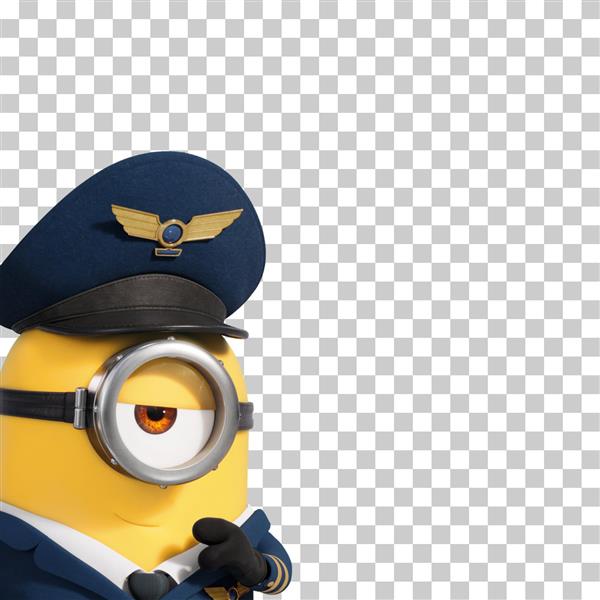 مینیون زرد با لباس خلبان در گوشه تصویر لایه باز