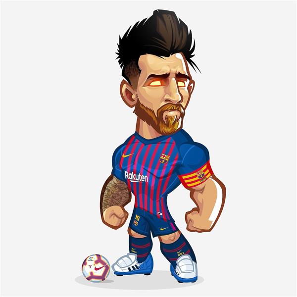 مسی با لباس بارسلونا تصویر کارتونی