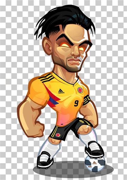 رادامل فالکائو کاریکاتور بازیکن تیم کلمبیا در جام جهانی طرح لایه باز