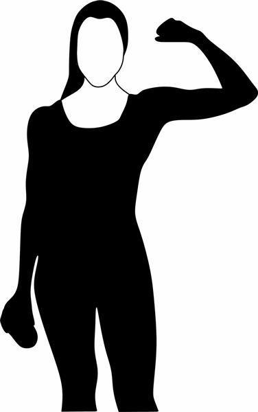 دانلود طرح وکتور زن ورزشکار در حال نشان دادن بازوهایش