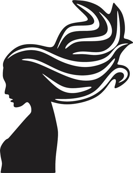 دانلود طرح وکتور زن نیمرخ با موهای بلند
