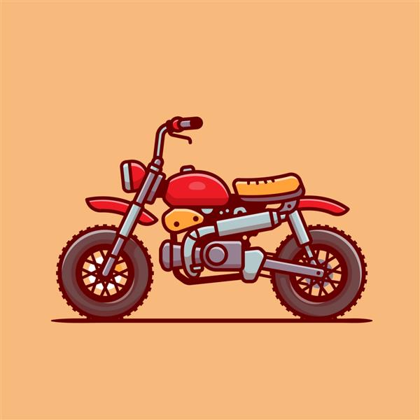 تصویر آیکون کارتونی موتور سیکلت مفهوم نماد وسیله نقلیه موتور سیکلت جدا شده است سبک کارتونی تخت