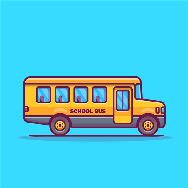تصویر آیکون کارتونی اتوبوس مدرسه