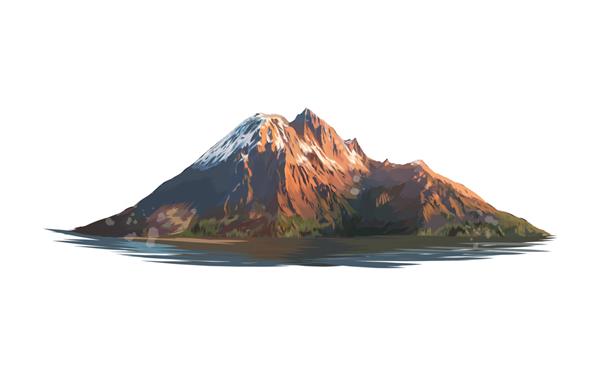 کوه از چلپ چلوپ آبرنگ نقاشی رنگی