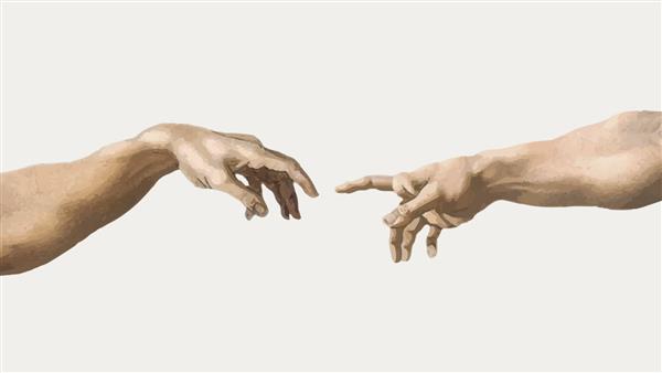برچسب وکتور دست خدا خلق نقاشی معروف آدم ریمیکس شده از آثار هنری میکل ...