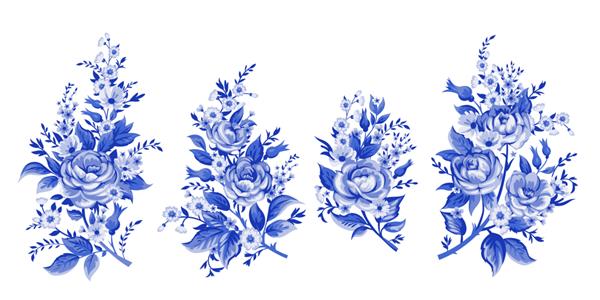 تصویر ظرافت با دسته گل صورتی جدا شده در پس زمینه سفید عناصر طراحی رنگ