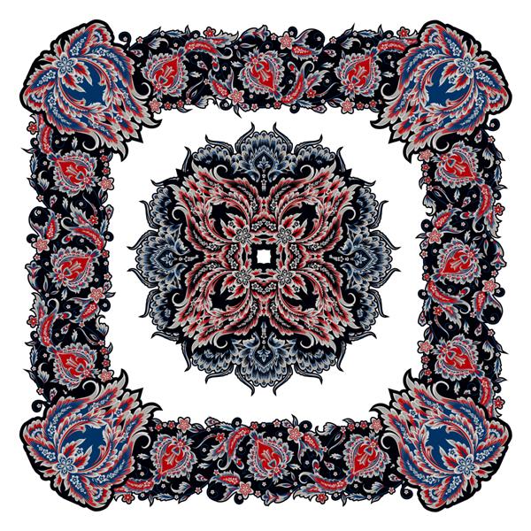 طراحی روسری با عناصر تزئینی گل به سبک وینتیج