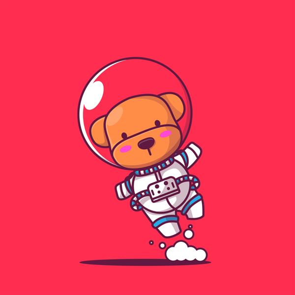 تصویر کارتونی نماد فضانورد توله سگ ناز