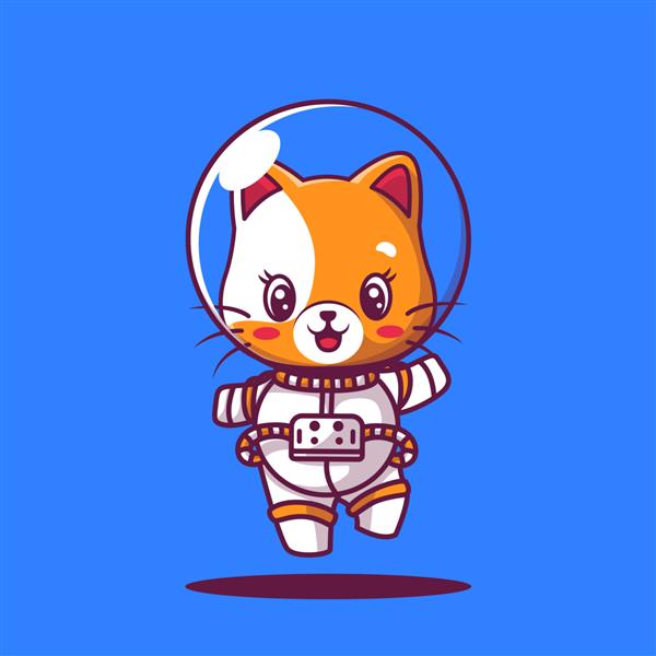 تصویر کارتونی نماد گربه ناز فضانورد