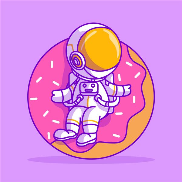 تصویر نماد دونات فضانورد ناز نشسته است